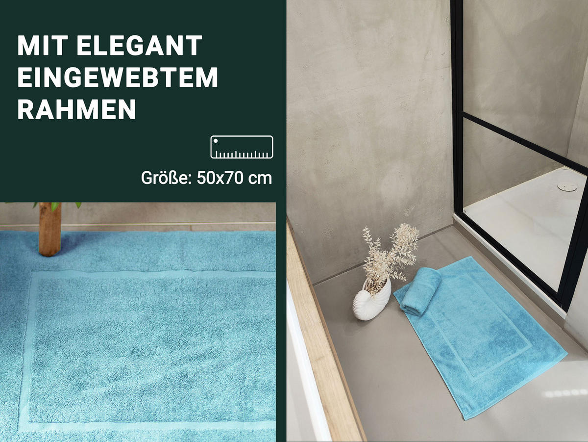 BADEMATTE, 2er-Set, 50x70 cm, 100% Baumwolle - Blau, Textil (50/70cm) - Zollner