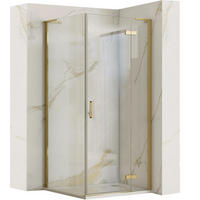 DUSCHKABINE Rea Hugo 80x90 Gold Brush - Goldfarben, Glas (80/90/200.5cm) - REA