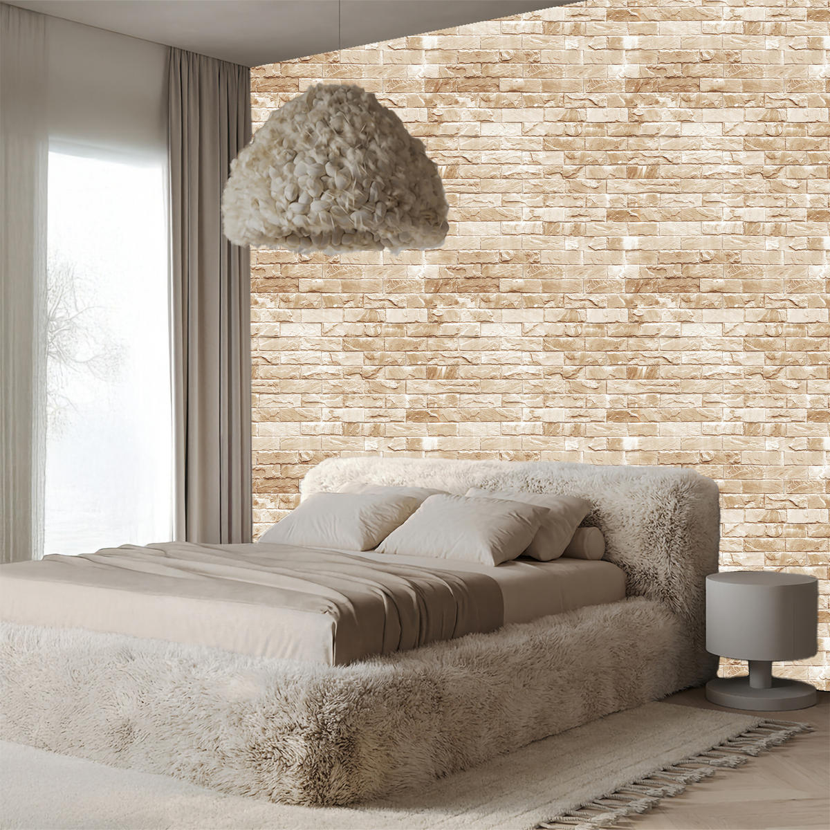 VLIESTAPETE Ziegelwand in 3D-Optik – Beige – 50x1000 cm - Beige, Papier (50/1000cm) - Muralo