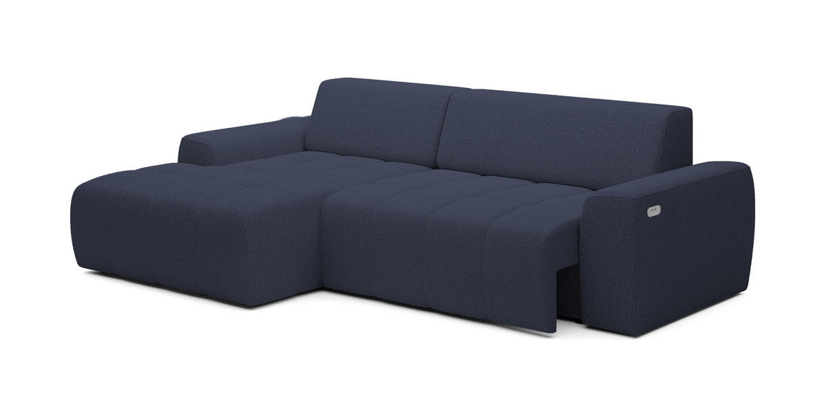 ECKSOFA Savio Freistehend, Mit Abriebfestem Kansas-Stoff, Maße 265x172x81cm, Ausziehbare Sitzfläche 206x92cm, Linke, Blau - Blau, Holz/Textil (172/265cm) - DomoHome