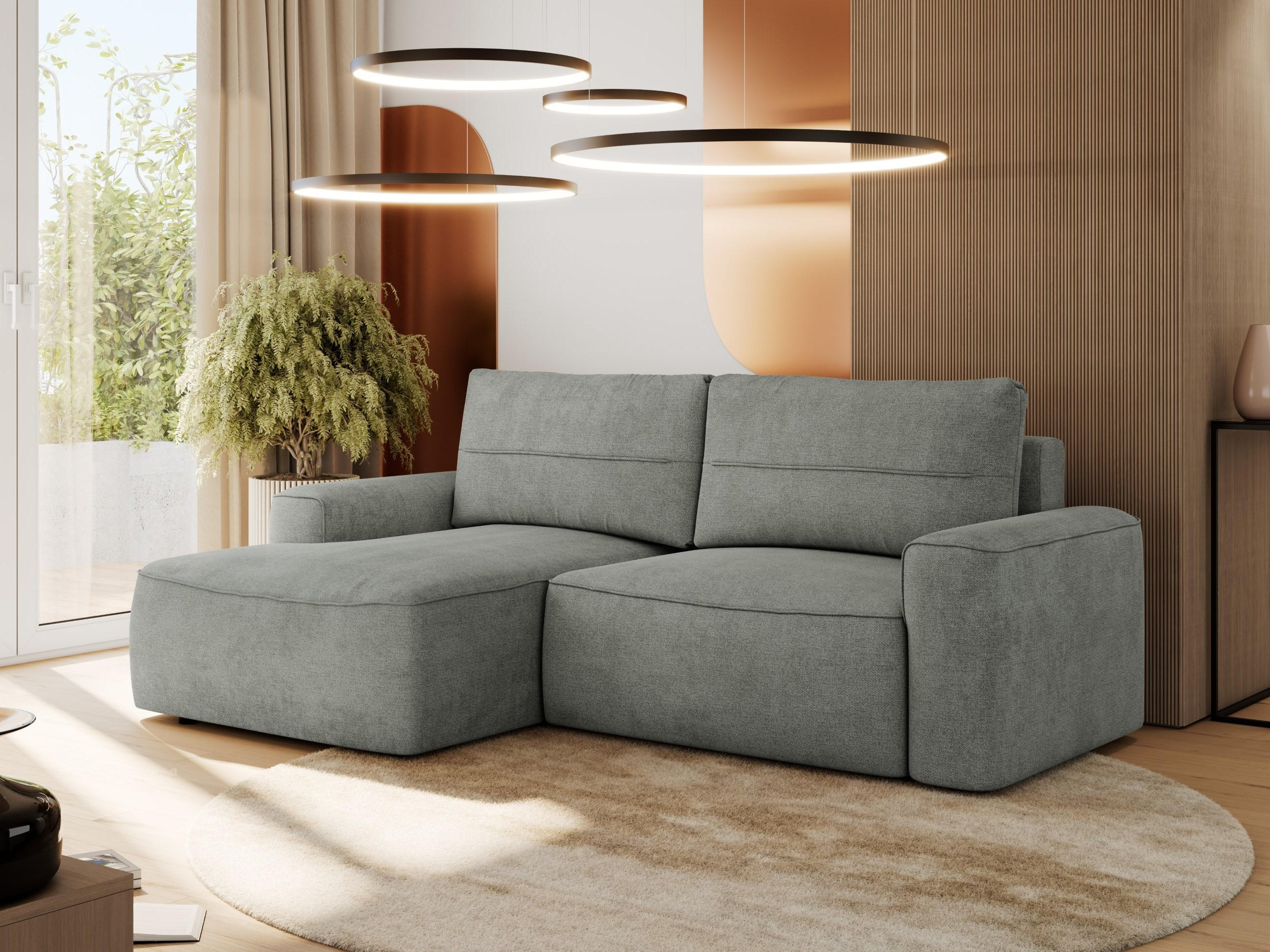 ECKSOFA BELLUNO L Grau Strukture - Links - Schwarz/Grau, Textil (144/233cm) - MKS