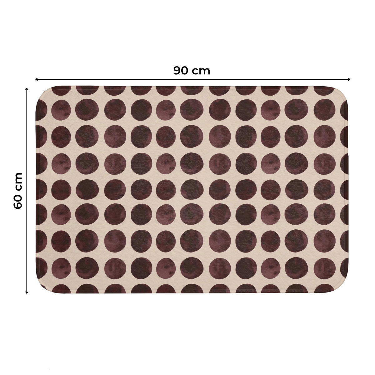 WC PŘEDLOŽKA Puntíky - Vzor - Hnědý 90x60 cm - bordeaux, textil/plast (90/1cm) - OnlyWow