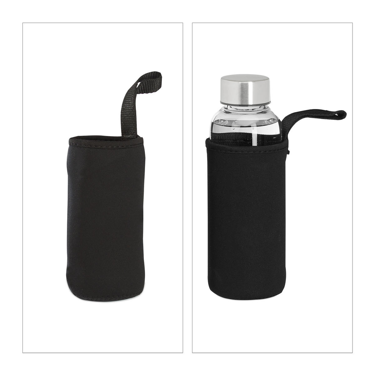 GLASTRINKFLASCHEN-SET - Multicolor, Glas/Kunststoff (0.36L) - Relaxdays