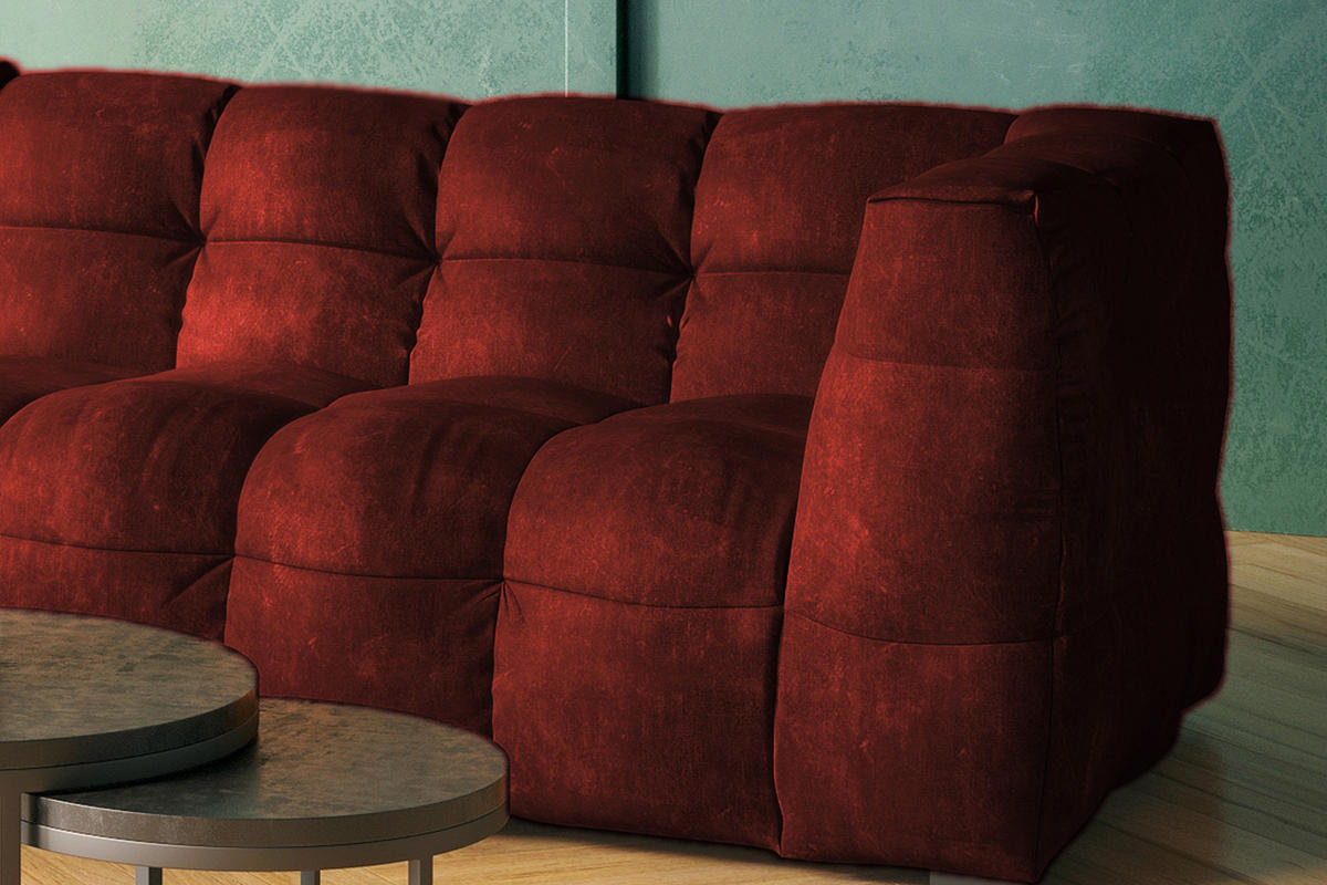ECKSOFA RIO Bordeaux Velvet - Bordeaux/Schwarz, Textil (319/170cm) - KAWOLA