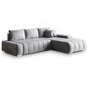 ECKSOFA ALESE R-S Hellgrau Velours-Stoff mit Schlaffunktion - Hellgrau, Holz (265/185cm) - MASSENO