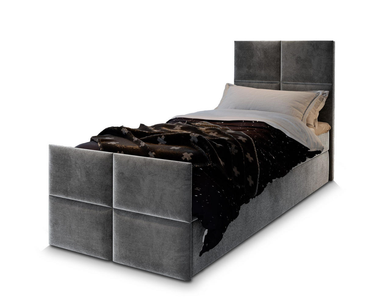 POSTEL BOXSPRING ARIEL 80x200 cm, s matrací a úložným prostorem, šedá - šedá, kompozitní dřevo/textil (80/200cm) - MASSENO