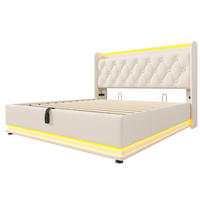 POLSTERBETT aus PU 160x200 cm in Weiß mit LED-Beleuchtung & Matratze - Weiß, Leder (160/200cm) - Modfu