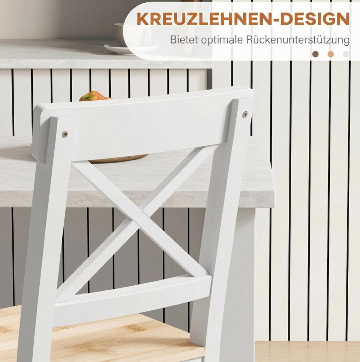 BARHOCKER 2er-Set aus massivem Kiefernholz mit Lehne und Fußstütze 41/46/97,5 cm - Naturfarben, Holz (41/97.5/46cm) - MIVRAY