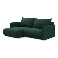 ECKSOFA mit Schlaffunktion Strukturstoff Stoff Grün - Dunkelgrün/Schwarz, Kunststoff/Textil (148/207cm) - Makamii