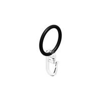 RUNDRINGE MIT FALTENHAKEN FÜR GARDINENSTANGEN 16 mm Ø, Schwarz, Packung 10 Stück - Schwarz, Metall (16cm) - INTERDECO