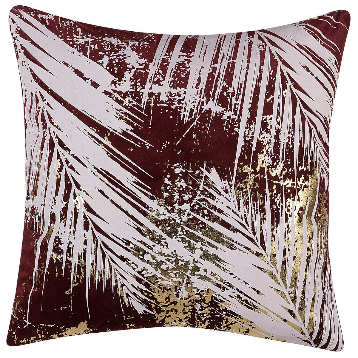 DEKOKISSEN 2er-Set Burgunderrot 45/45 cm Calla - Weinrot, Textil (45/45cm) - Beliani
