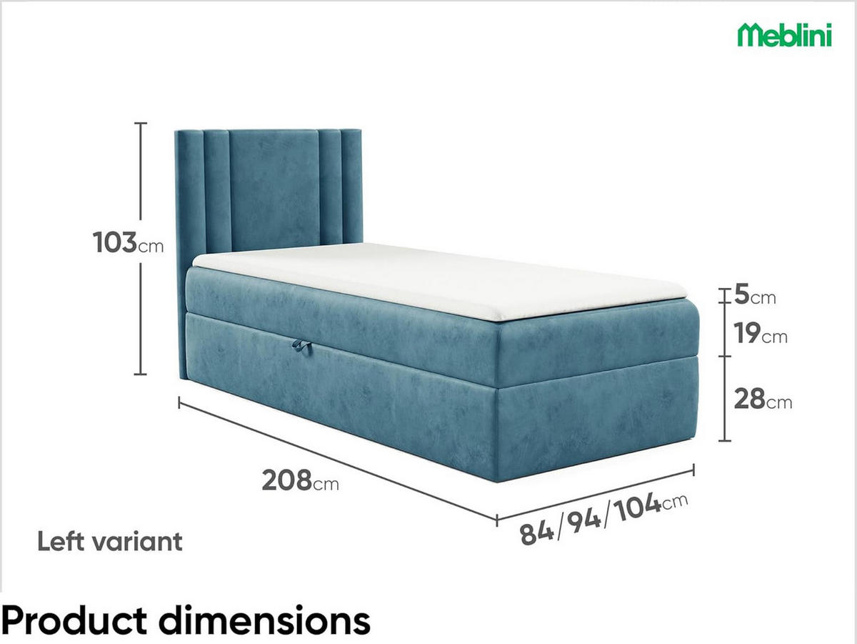 KINDERBETT CARDI - Blau, Holzwerkstoff (94/208cm) - Meblini