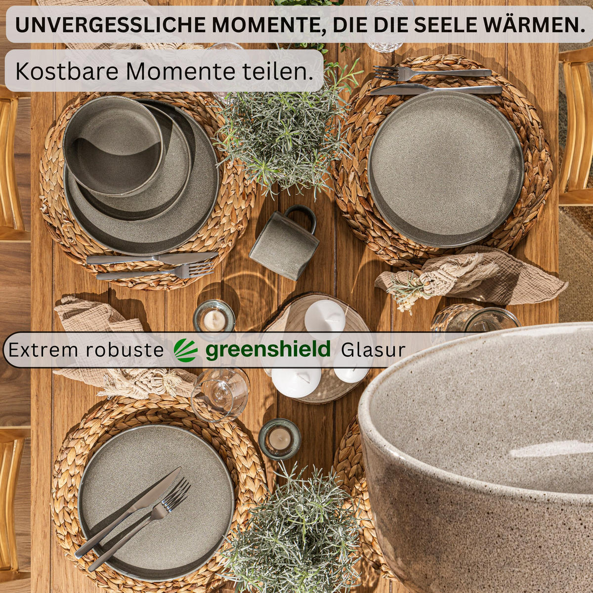 SCHALEN SET KAIRO CLAY - 4 teilig aus Steingut - Grau, Keramik (26.5cm) - Sänger