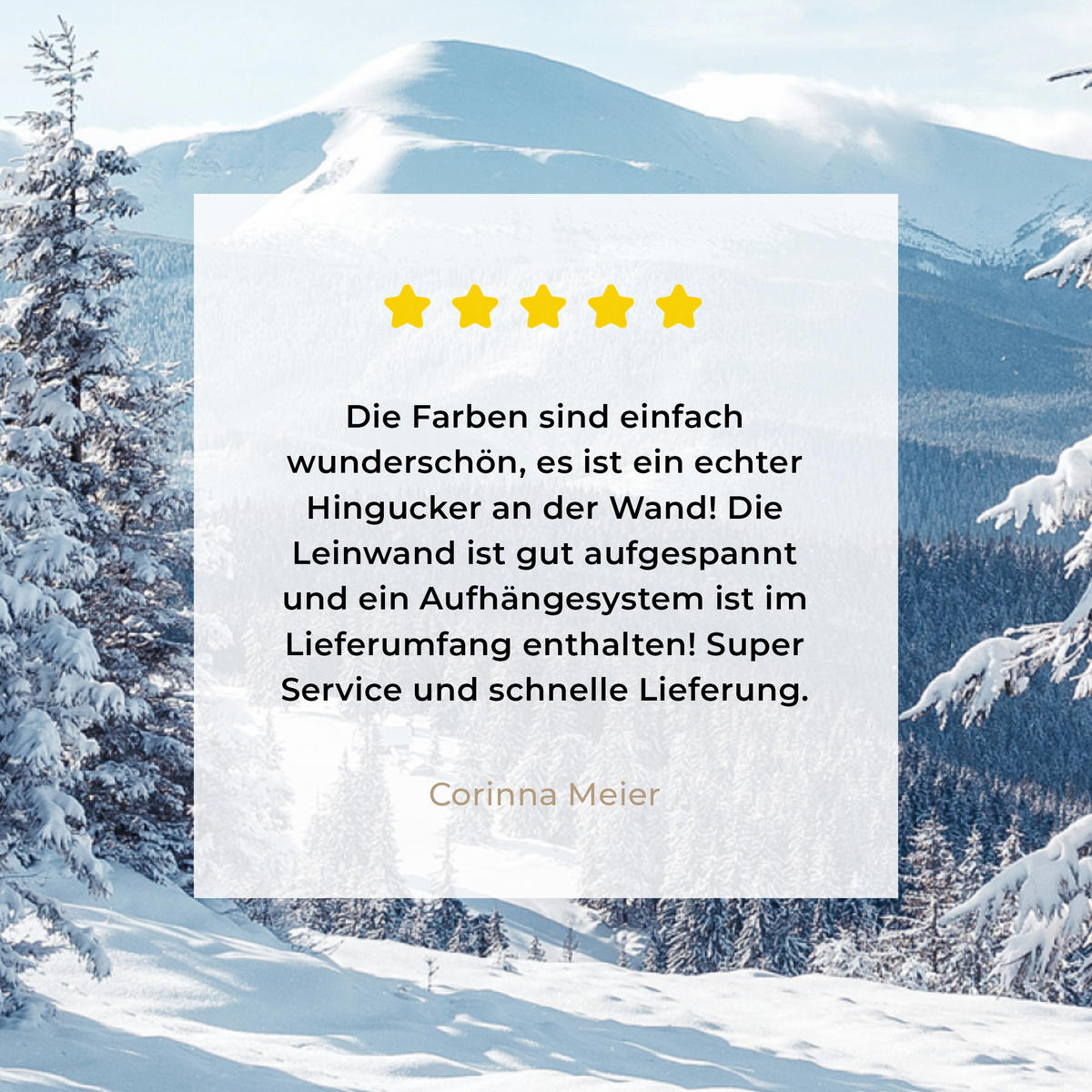 LEINWANDBILD Winterlandschaft - Natur - Berge - Bäume - Schnee 50x50 cm - Hellblau, Textil (50/50cm) - MuchoWow
