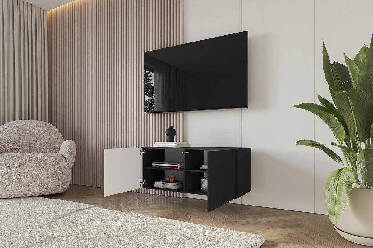 LOWBOARD NOA-2-W 100x40x41 cm - Schwarz - Schwarz, Holzwerkstoff (100/40/41cm) - ALTDECOR