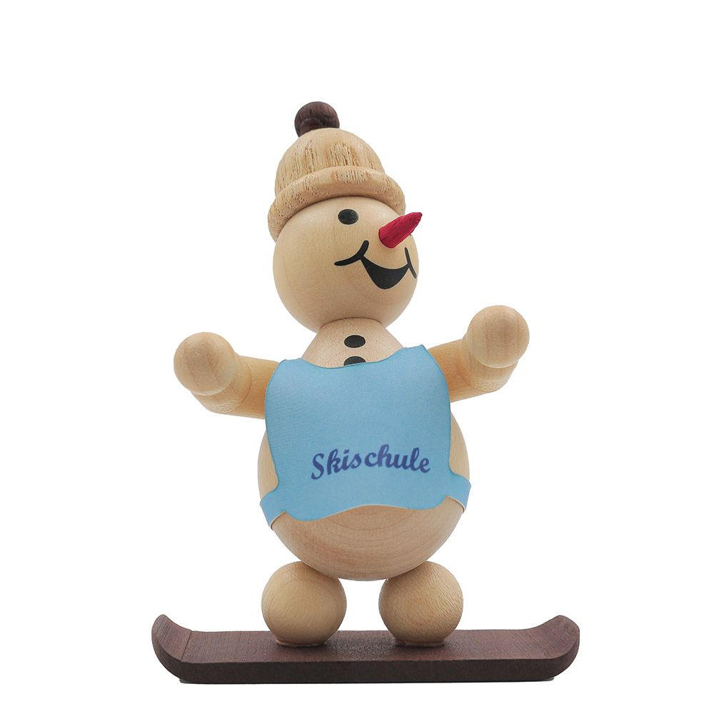 HOLZFIGUR Schneemann Junior Skianfänger mit Snowboard stehend 9 cm - Multicolor, Holz (8/1/0.1cm)