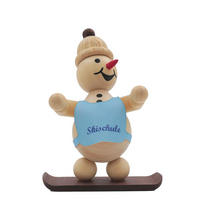 HOLZFIGUR Schneemann Junior Skianfänger mit Snowboard stehend 9 cm - Multicolor, Holz (8/1/0.1cm)