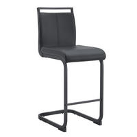 BARHOCKER 2er-Set mit Fußstütze Höhe 96,5 cm PU-Leder Schwarz - Schwarz, Metall (46.5/96.5/39cm) - Meubliv