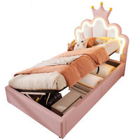 POLSTERBETT aus PU 90x200 cm Rosa mit LED-Lichtleiste, Bettkasten und verstellbarem Kopfteil - Rosa, Leder (90/200cm) - IVMEU