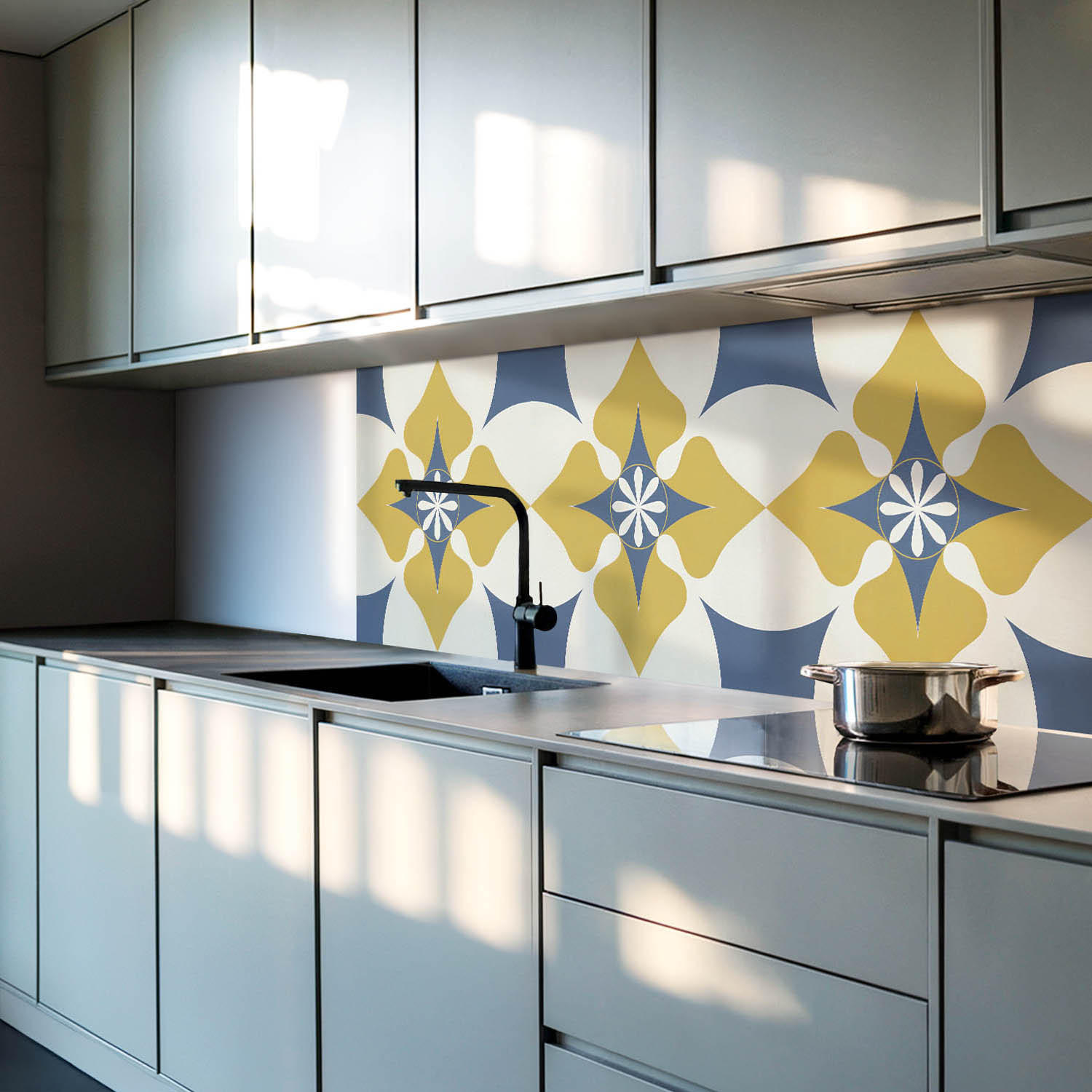 WANDPANEEL 4x 50x50 cm selbstklebend Solvian - Gelb, Kunststoff (50/1.6/50cm) - Wallfluent