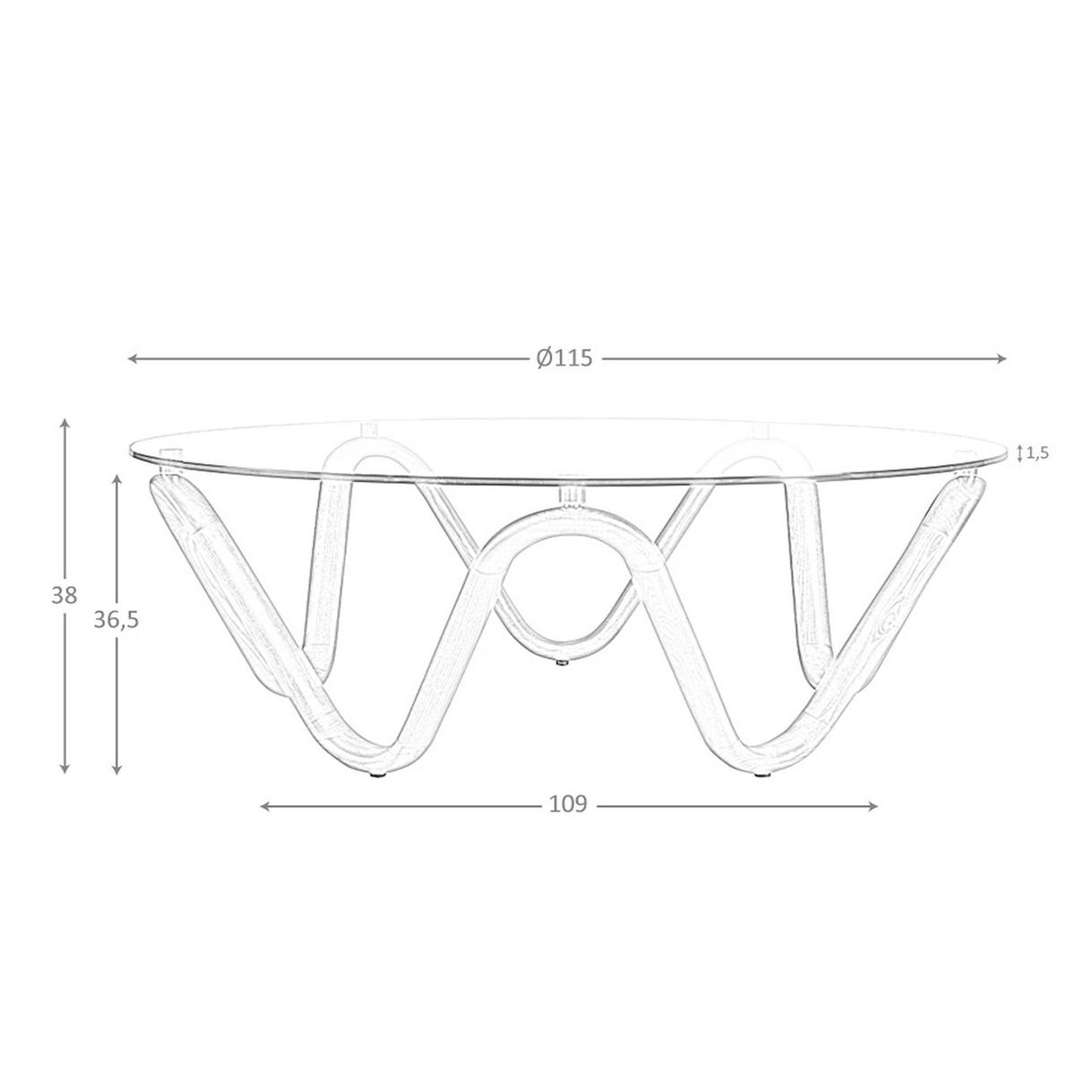 COUCHTISCH Rund, Glas, Walnuss 115/ 115/ 38 cm - Transparent/Nussbaumfarben, Glas/Holz (115/115/38cm) - ANGEL CERDA