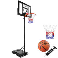 BASKETBALLKORB Dirk, mit Rollen, inklusive Ball, Pumpe und 2 Netze, schwarz - Schwarz, Textil (111/150cm) - tectake