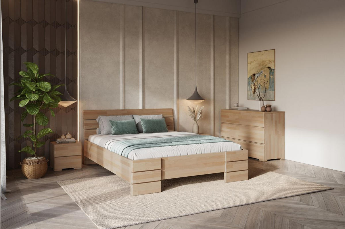 MASSIVHOLZBETT Sandema, Buche - lackiert, Naturfarben, 180x200 - Buchefarben, Holz/Buchenholz (180/200cm) - Visby