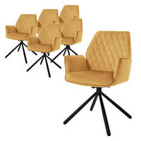 DREHSTUHL Samt Senf 6er Set - Gelb, Metall (63/90/57cm) - ML-DESIGN