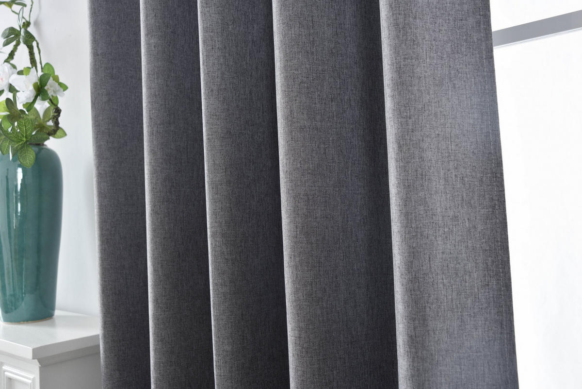 VORHANG 2ER SET BOSTON DARK HxB 175x140 cm Dunkelgrau - Dunkelgrau, Textil (140/175cm) - Gardinenbox
