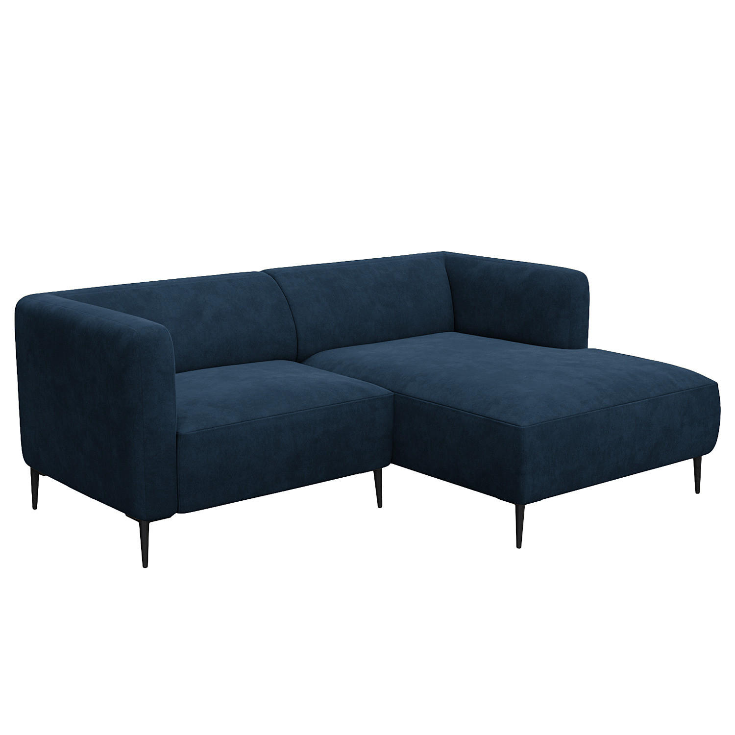1,5-SITZER ECKSOFA mit Longchair - Schwarz/Dunkelblau, Textil/Metall (211/148cm) - home24