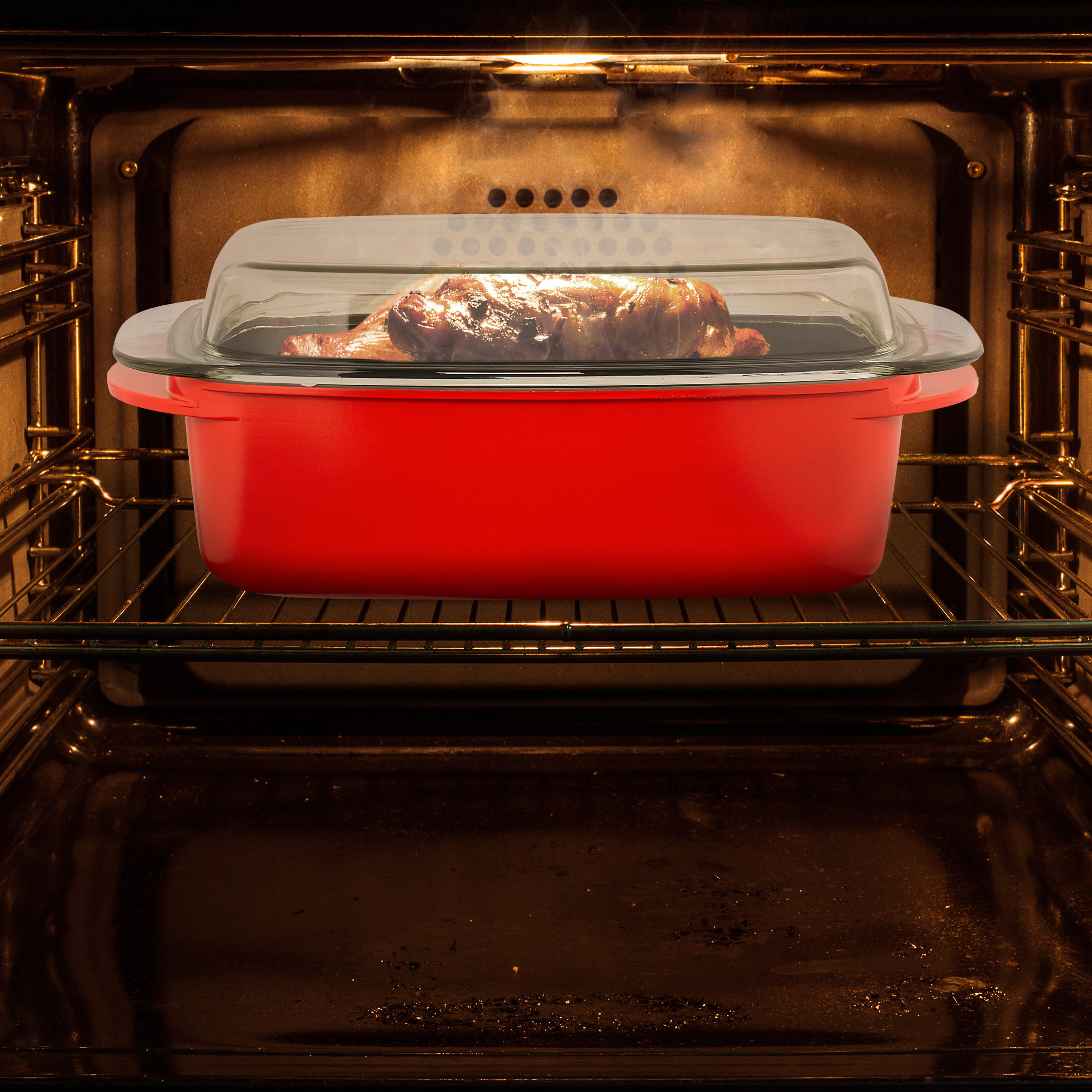 BRÄTER Deckel - Rot, Glas/Metall (22.5/39.5/15cm) - Relaxdays