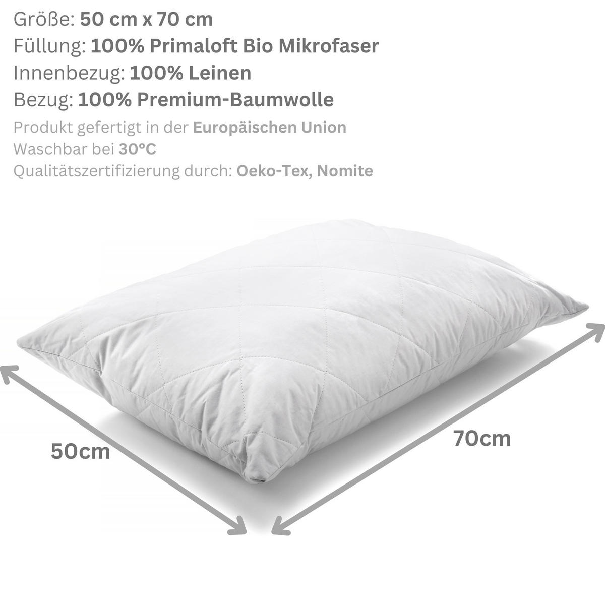 KISSEN COLD FEEL, Leinen - Weiß, Textil (50/70cm) - WOODEK