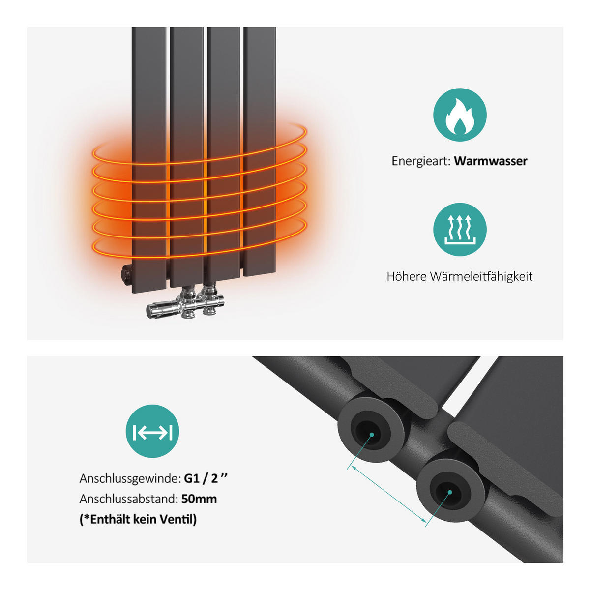 HEIZKÖRPER Flachheizkörper Anthrazit 90/30/4,9 cm - Anthrazit, Metall (30/90/4.9cm) - EMKE