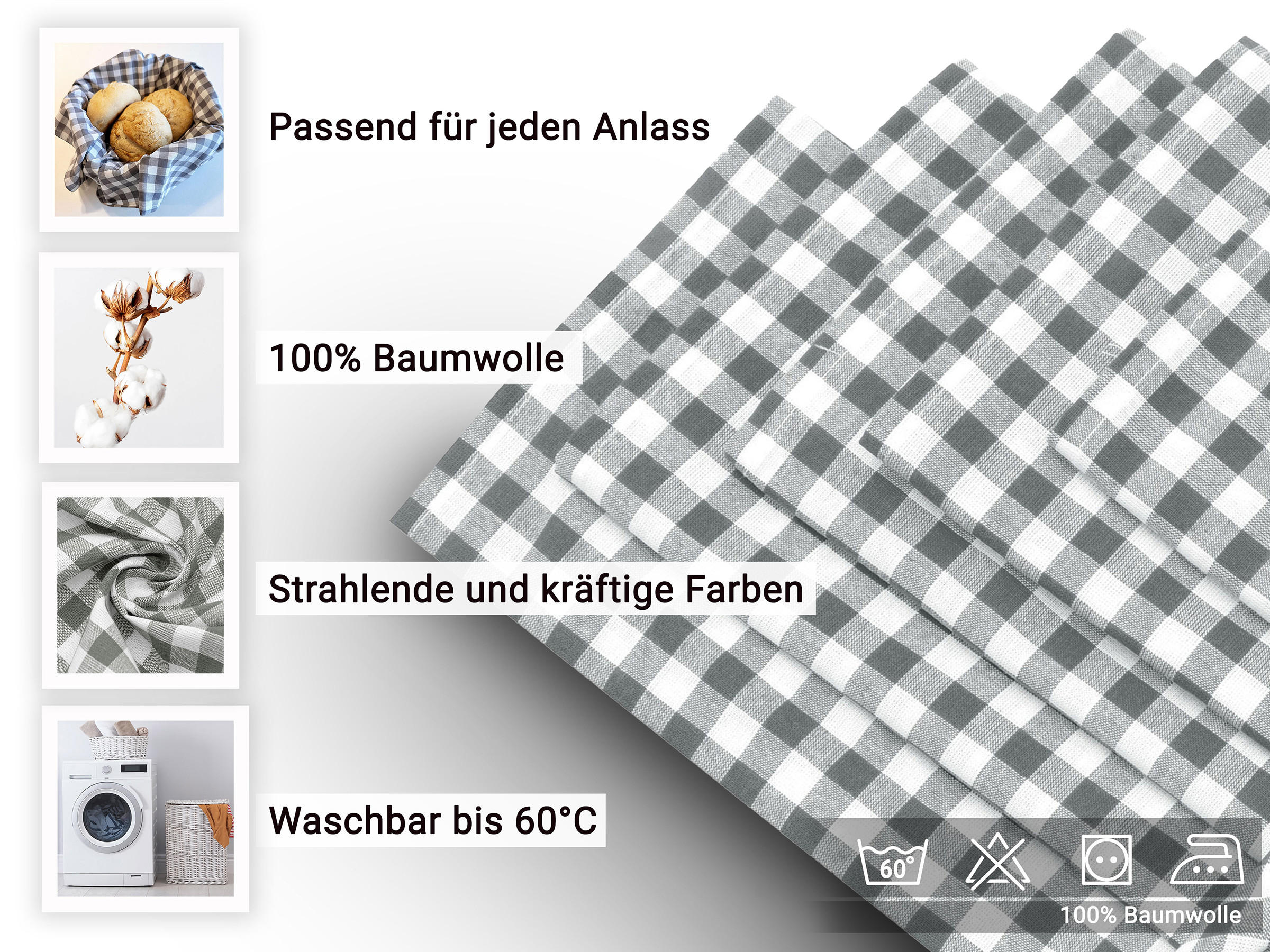 STOFFSERVIETTEN, 6er-Set, 45x45 cm, 100% Baumwolle, Grau - Grau, Textil (45/45cm) - Zollner