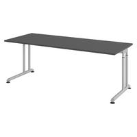 SCHREIBTISCH Serie-Z 80/200/74 cm in Graphitfarben/Silberfarben - Silberfarben/Graphitfarben, Holzwerkstoff (80/200/74cm) - bümö