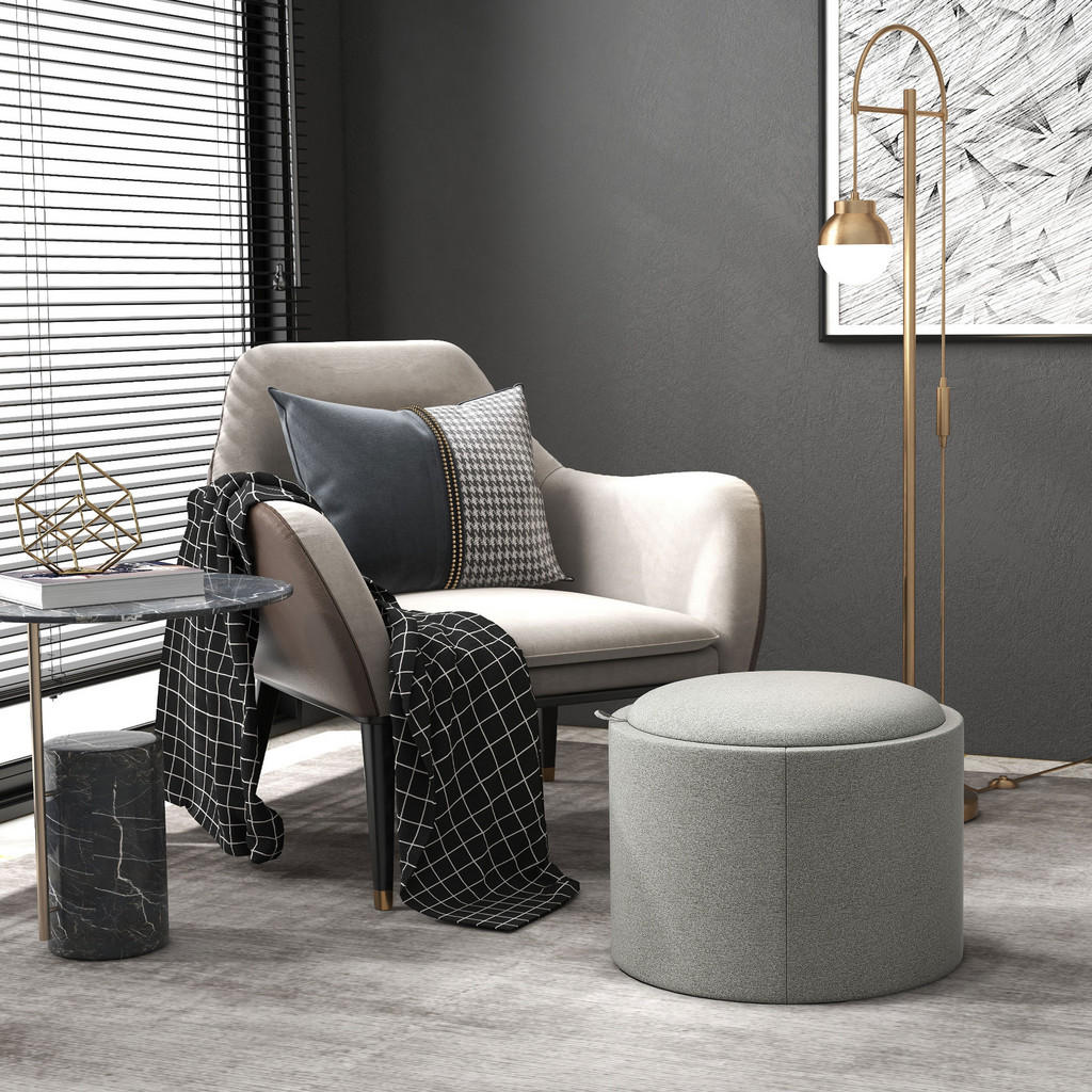 Thumbnail - Homcom Ottomane, Grau, Textil, 56x42x56 cm, Wohnzimmer, Hocker, Sitzhocker