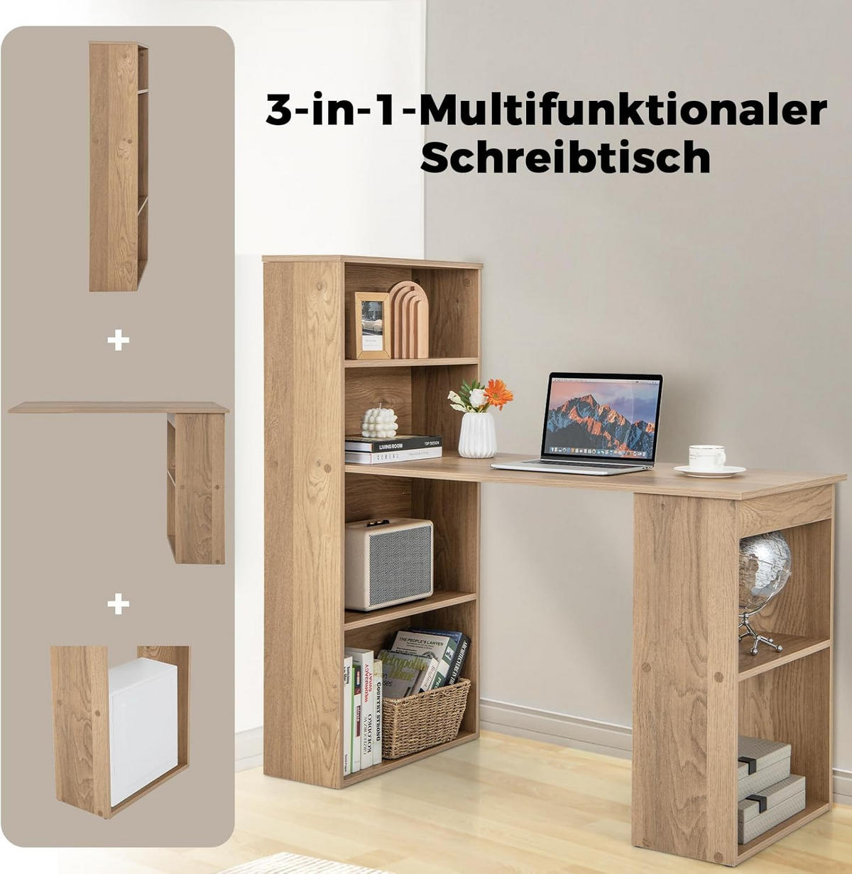 SCHREIBTISCH 120cm Holz - Rot, Holz (122/52/120cm) - COSTWAY