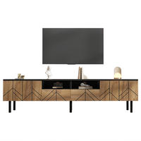 TV-LOWBOARD 180/40/45 cm schwarz/natur aus Spanplatte mit 2 Schubladen und 2 Türen - Schwarz, Holzwerkstoff (180/45/40cm) - OKWISH