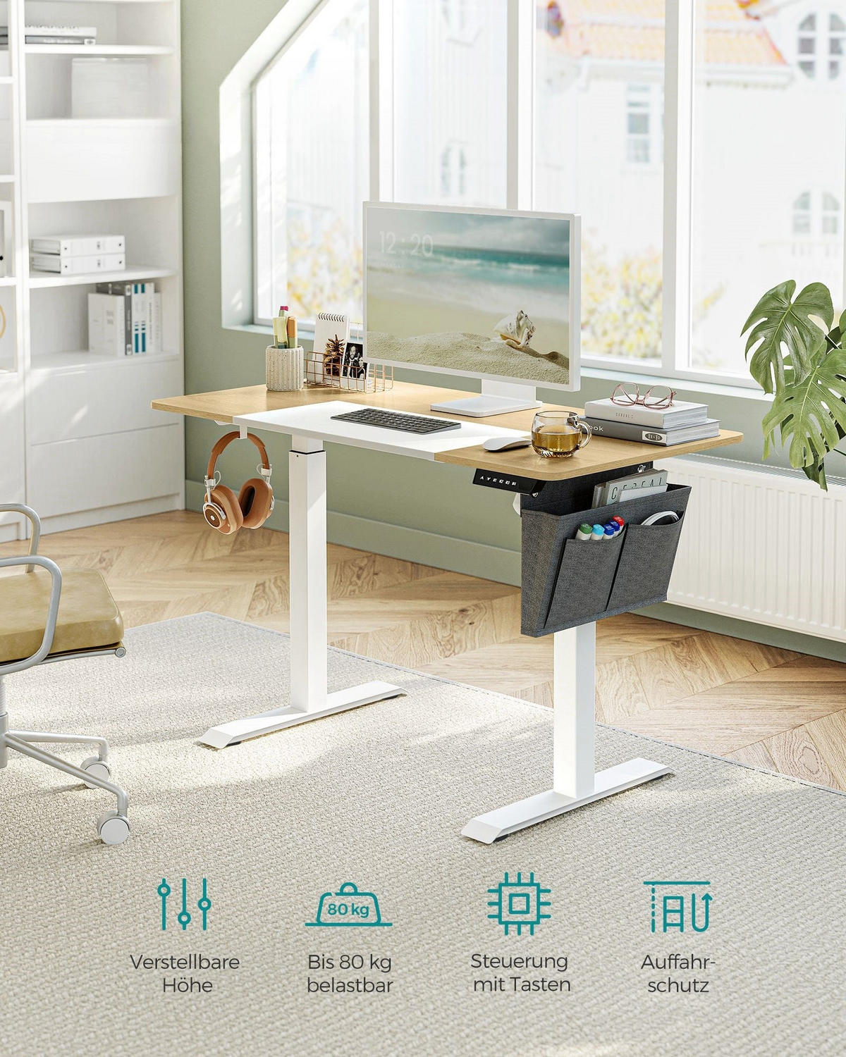 HÖHENVERSTELLBARER SCHREIBTISCH PODGORICA - Gelb, Holzwerkstoff (60/120/120cm) - Hansiro