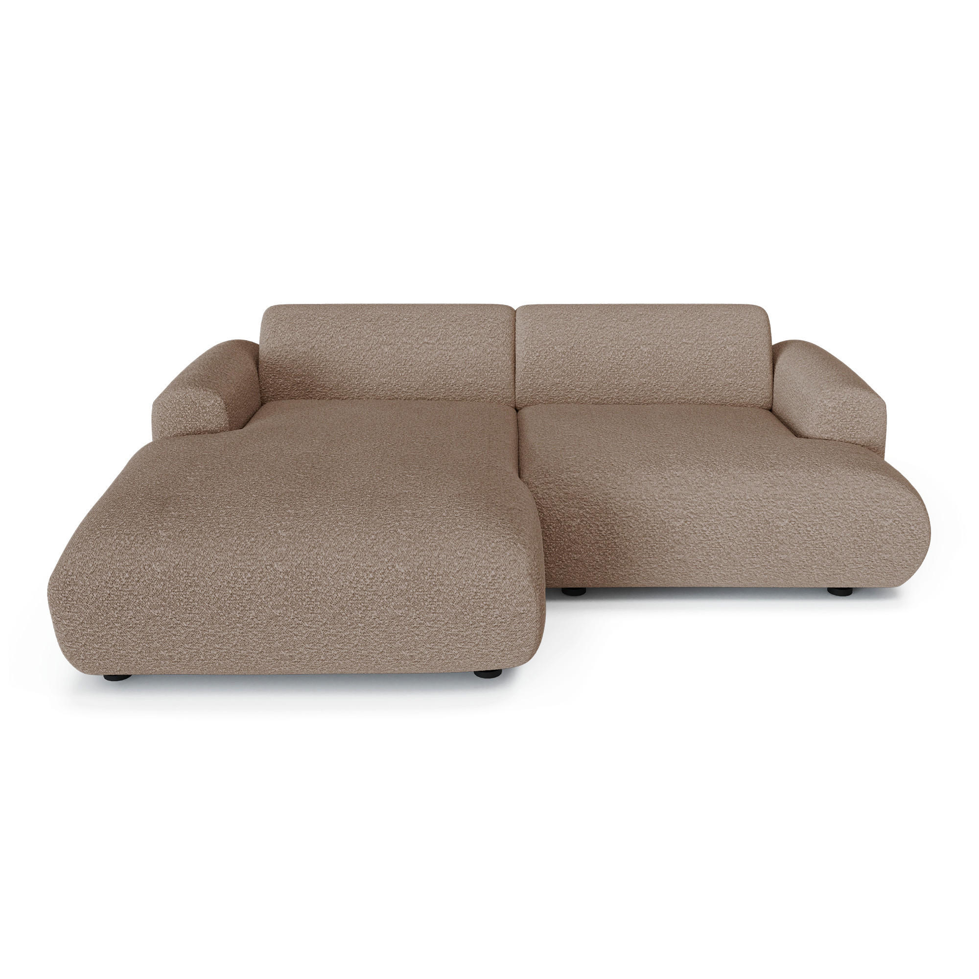 ECKSOFA LINKS Bouclé-Stoff Taupe 266cm - Taupe, Textil (165/266cm) - Sia Home