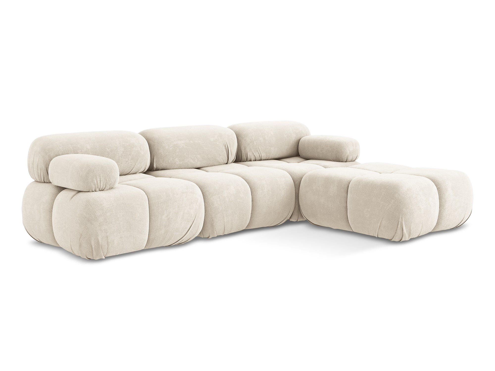 ECKSOFA Beidseitig Chenille Stoff Beige - Beige/Creme, Kunststoff/Textil (285/191cm) - Makamii