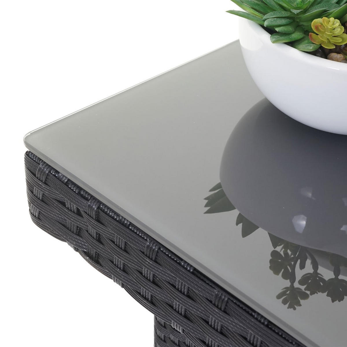 POLY-RATTAN-GARNITUR Anthrazit - Anthrazit, Kunststoff - MCW