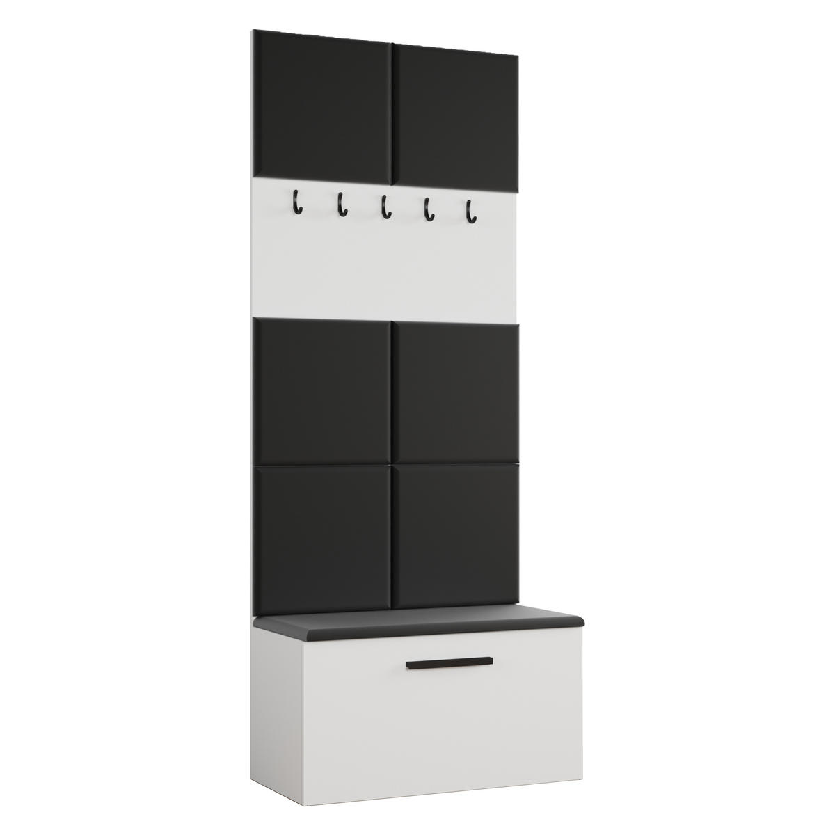 GARDEROBENSCHRANK MODULO 161,2/204/40 cm Modern Garderobe-Set Weiß - Schwarz/Weiß, Holzwerkstoff (161.2/204/40cm) - MASSENO