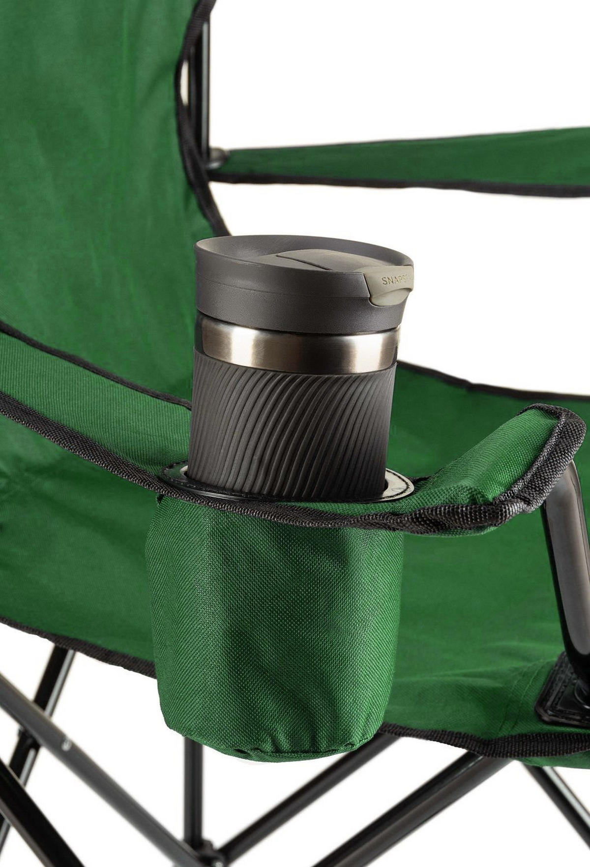 GARTEN-RELAXSESSEL bis 125kg, mit Getränkehalter & Tragetasche - Grün, Textil (75/80/50cm) - Outtec