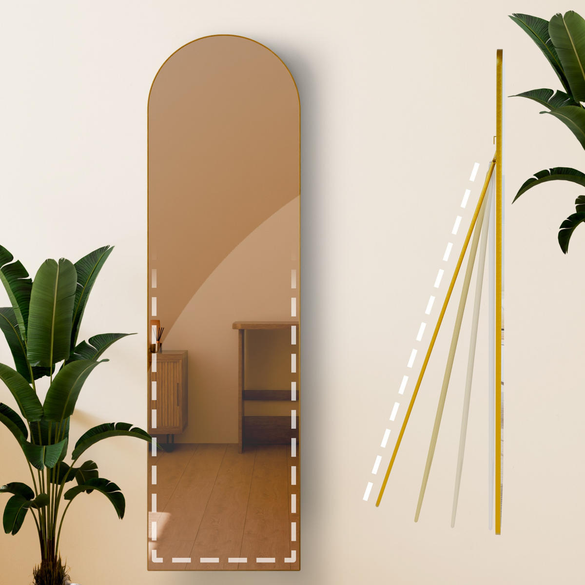 STANDSPIEGEL Malaga Glas Gold glanz Ganzkörperspiegel - Goldfarben, Glas (40/140/3cm) - DELUKE