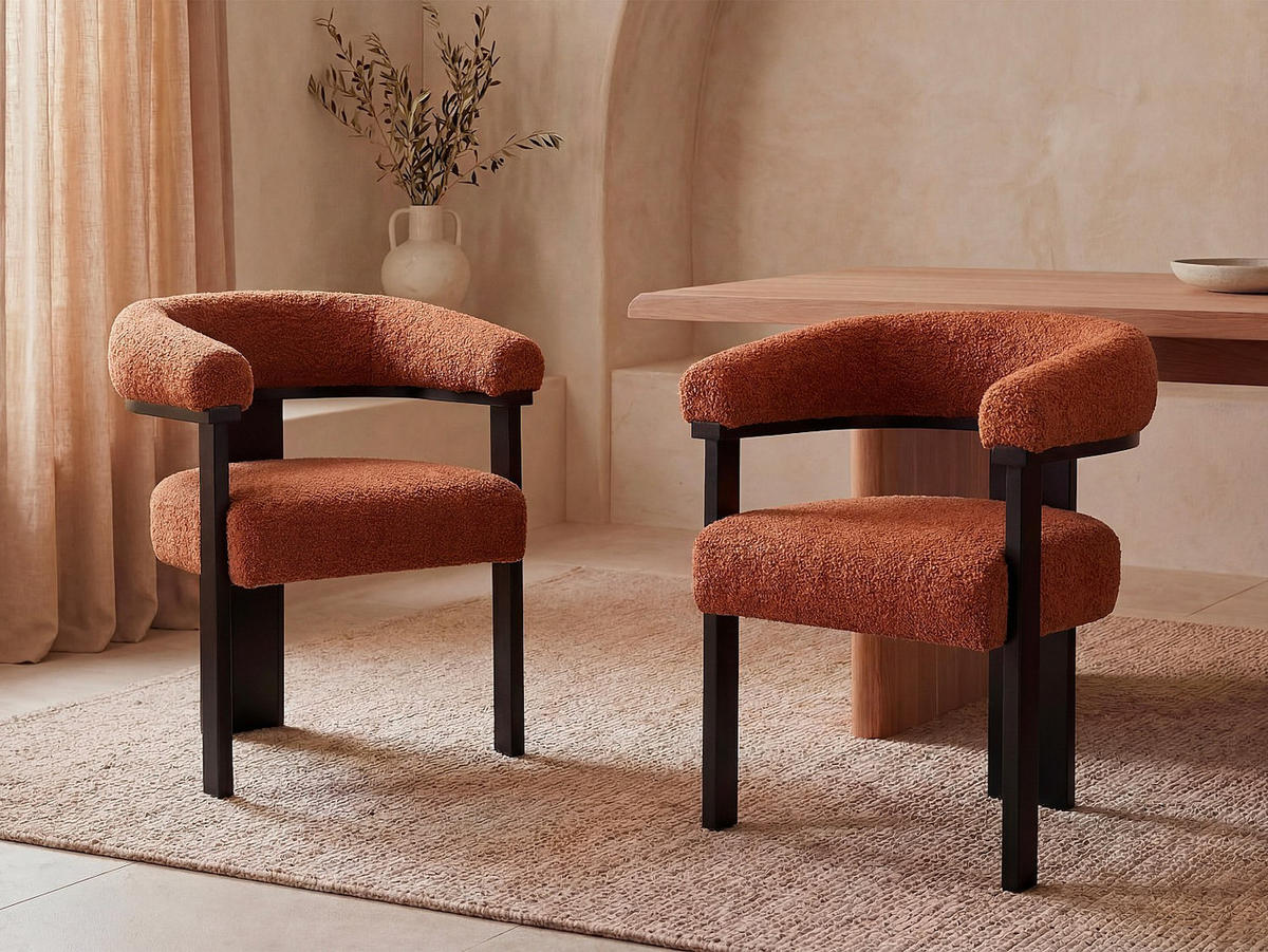 STUHL - 64 cm x 60 cm - stoff - schwarz, terracotta Livelia - Dunkelorange, Textil (64/78/60cm) - Vente-Unique