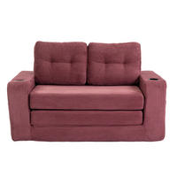 SCHLAFSOFA in Rotwein Cord mit Getränkehalter und Seitentaschen - Weinrot, Textil (136/82.5/80cm) - Oxeza