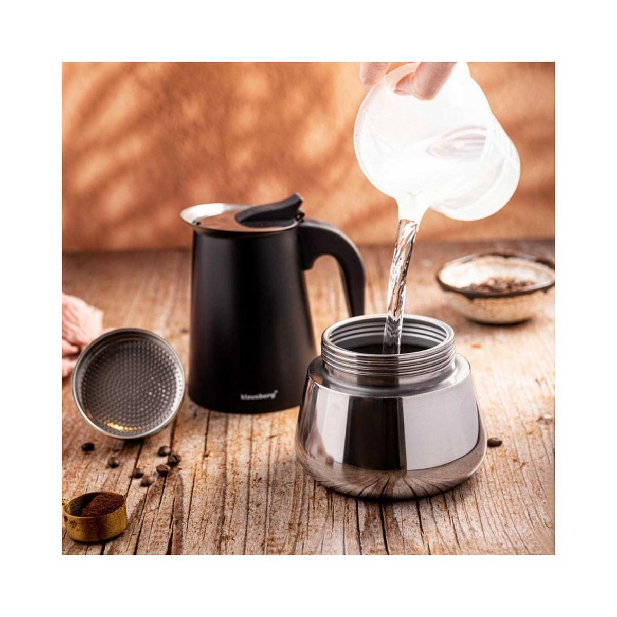 ESPRESSOKOCHER Schwarz 13,9/16,3/26,4 cm KB7847 - Schwarz, Metall (16.3/26.4/13.9cm) - Klausberg 