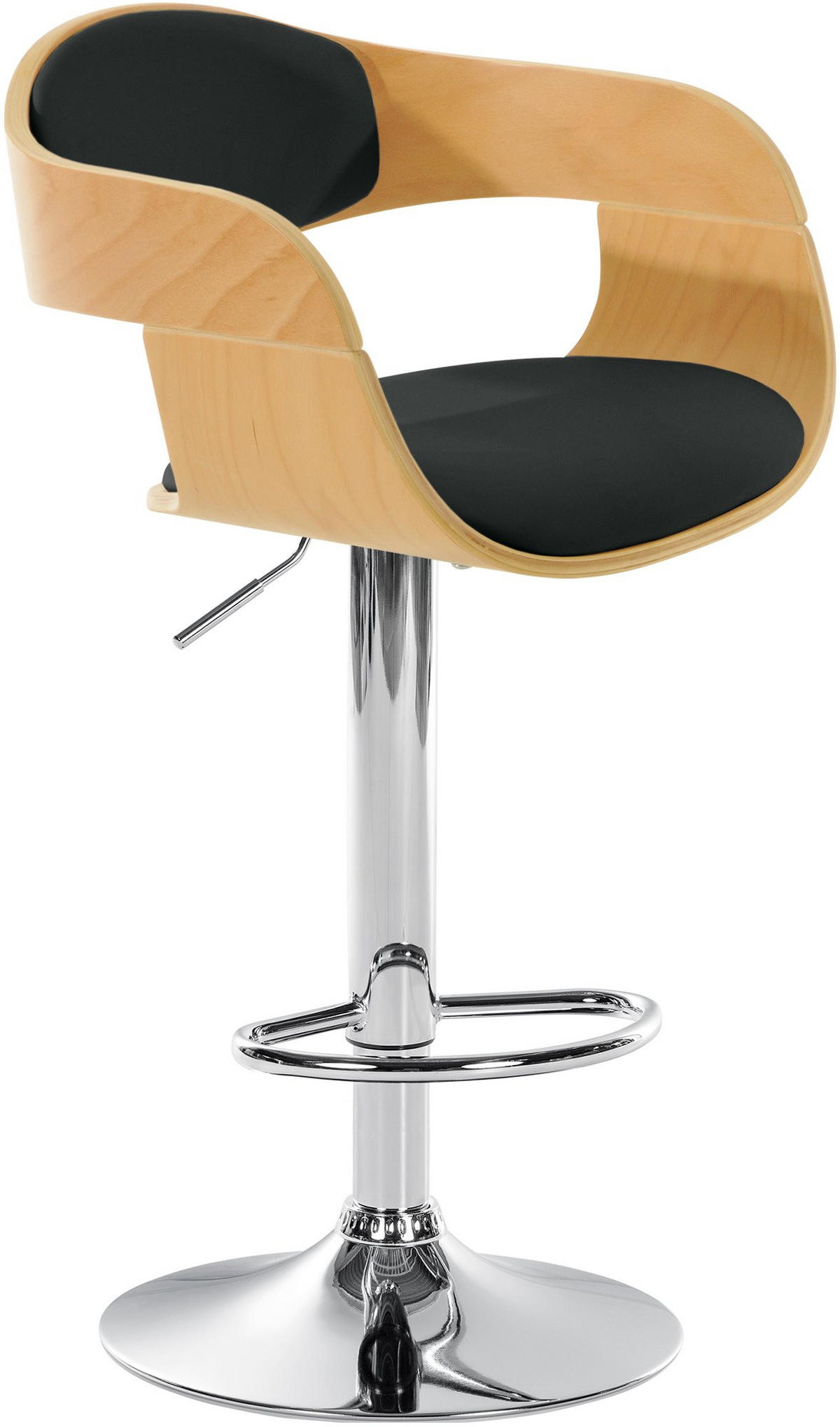 BARHOCKER Lederlook natura/schwarz - Eukalyptusholzfarben/Schwarz, Textil/Metall (50/88/48cm) - CLP