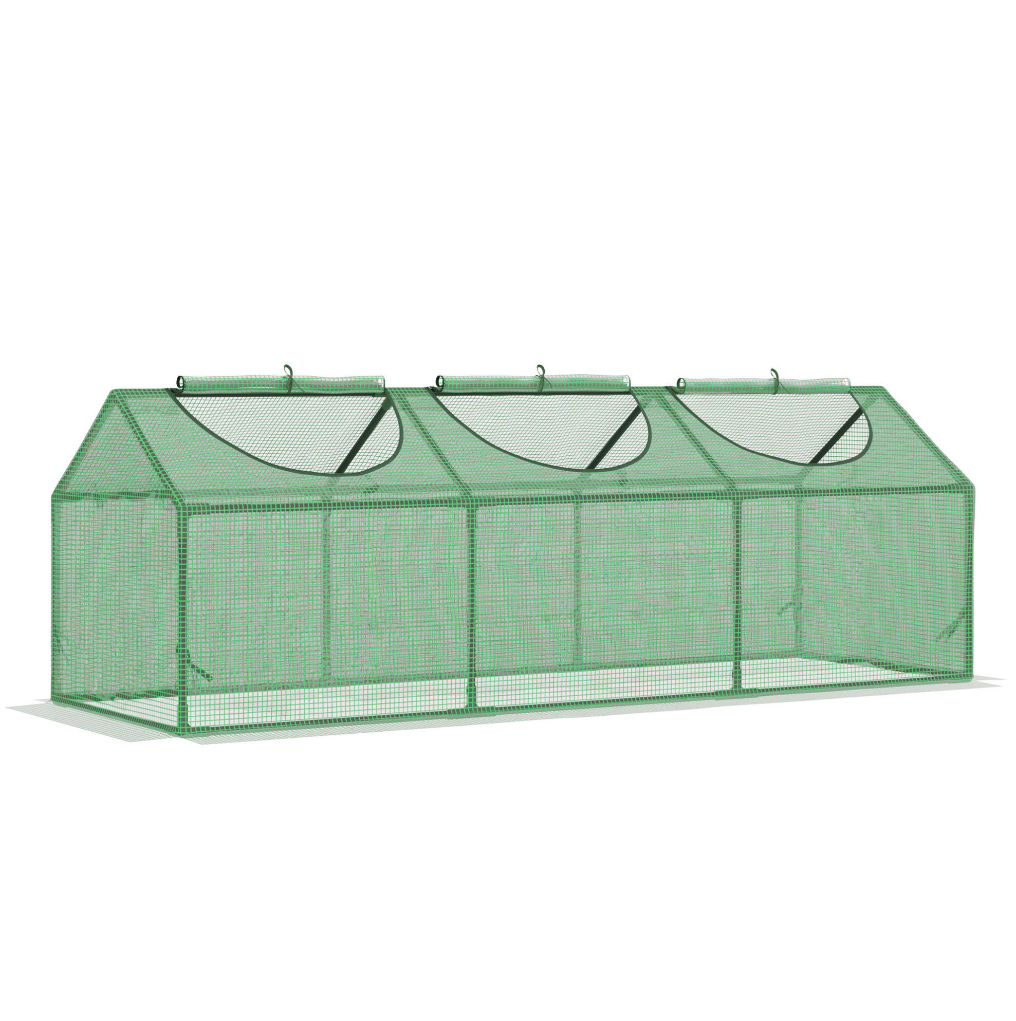Modfu MINI skleník z oceli 180x60x60 cm tmavě zelený s rolovacími okny a ochranným krytem